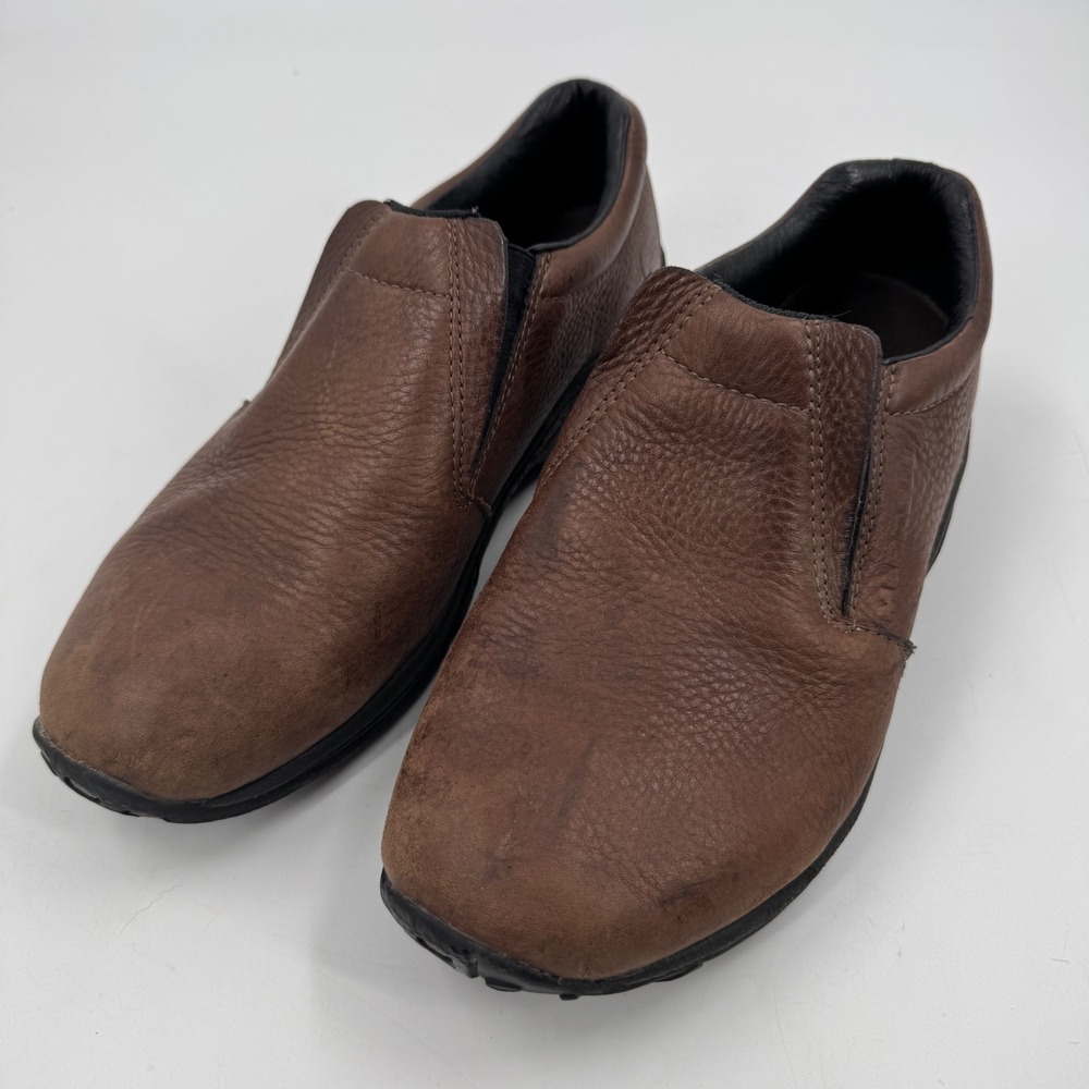 Merrell Jungle Moc Leather Mens 9.5 Mahogany Brown Slip On Shoes J60883